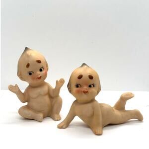 2 Vintage 1960's Lefton Baby Dolls, Bisque Figurines, Excellent Condition